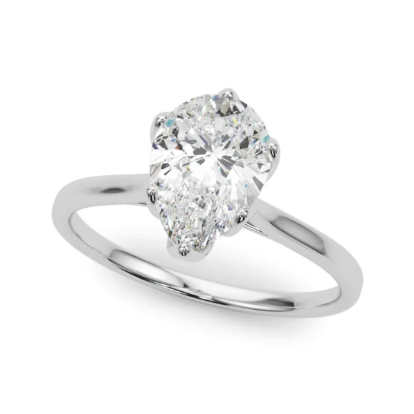 Pear Shape Tulip Solitaire Engagement Ring