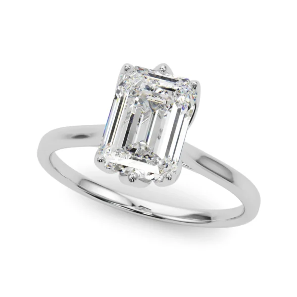 6-Prong Emerald Cut Floral Engagement Ring