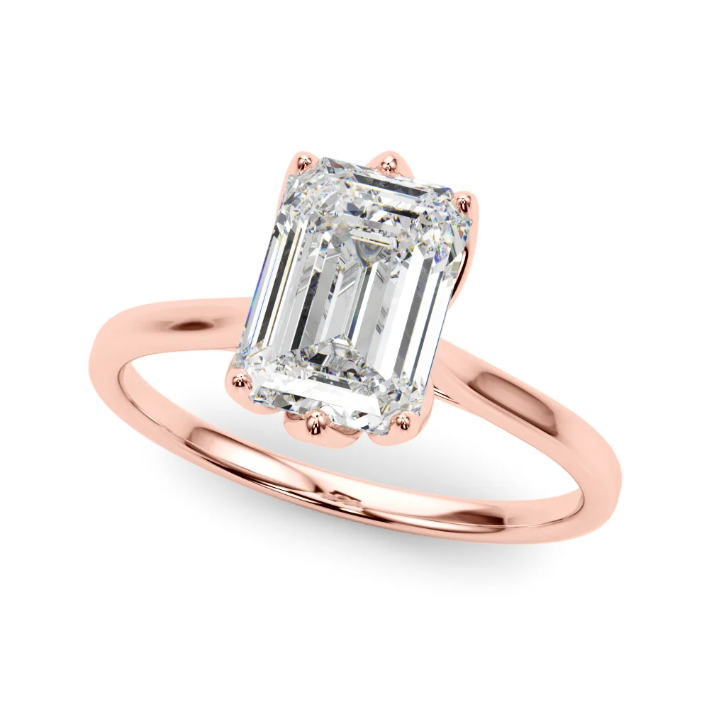 6-Prong Emerald Cut Floral Engagement Ring - Image 11