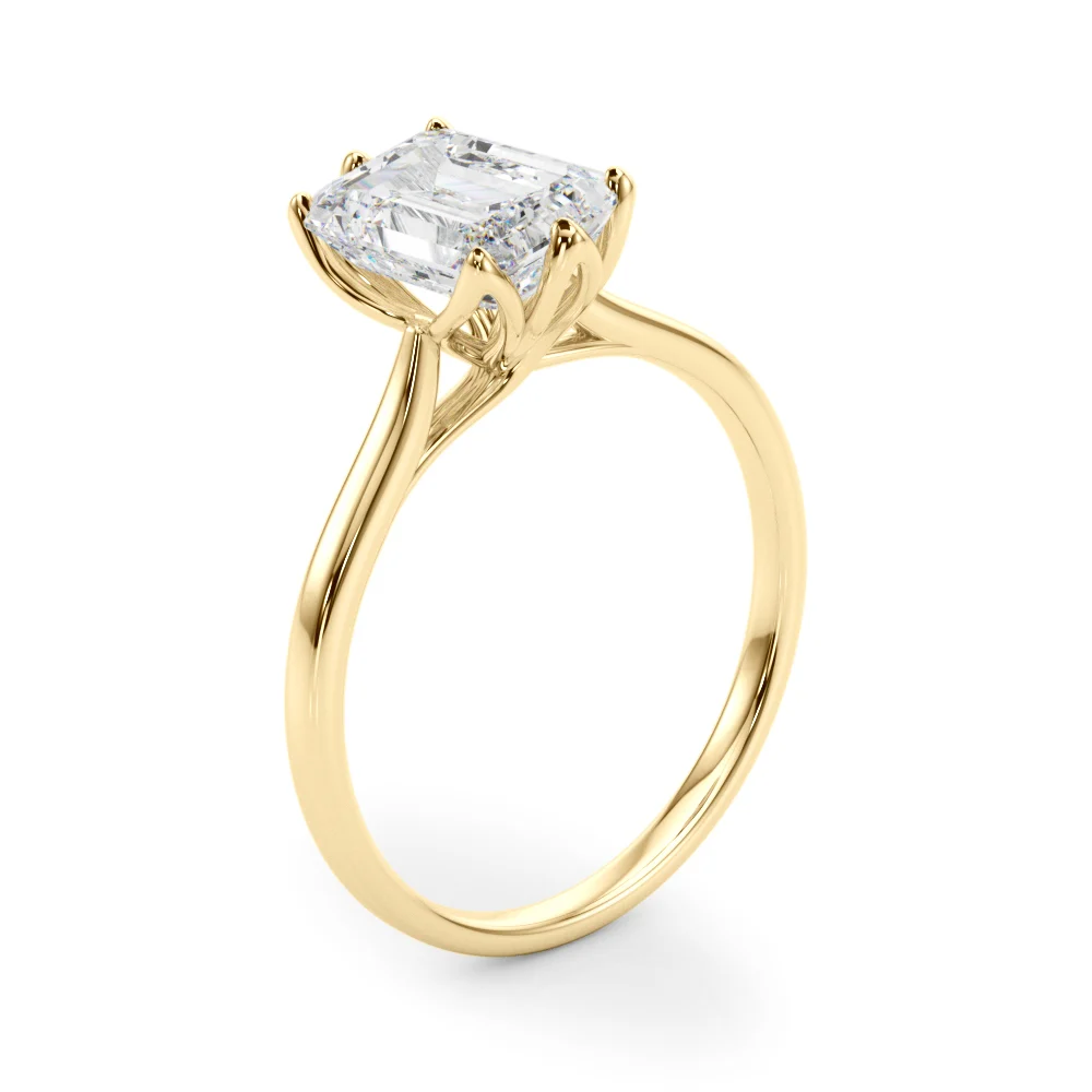 6-Prong Emerald Cut Floral Engagement Ring - Image 9