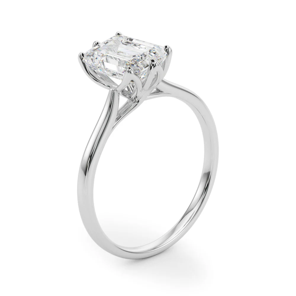 6-Prong Emerald Cut Floral Engagement Ring - Image 4