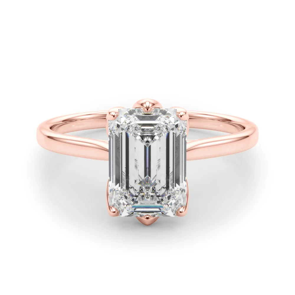 6-Prong Emerald Cut Floral Engagement Ring - Image 13