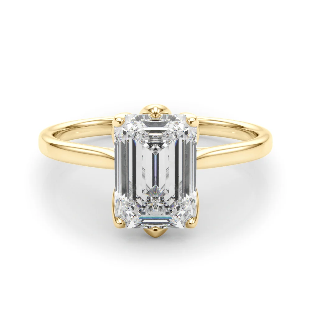 6-Prong Emerald Cut Floral Engagement Ring - Image 8