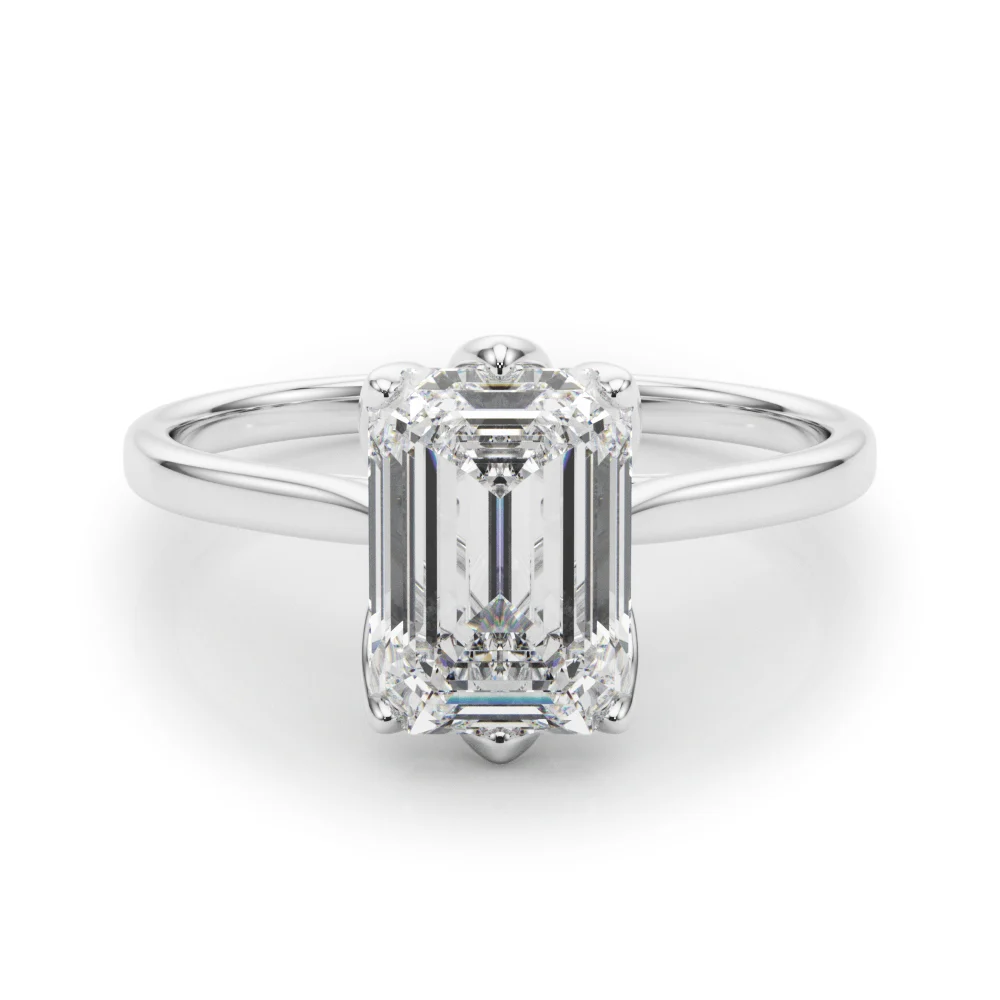 6-Prong Emerald Cut Floral Engagement Ring - Image 3