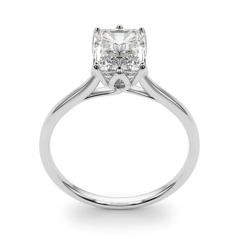 6-Prong Emerald Cut Floral Engagement Ring - Image 5