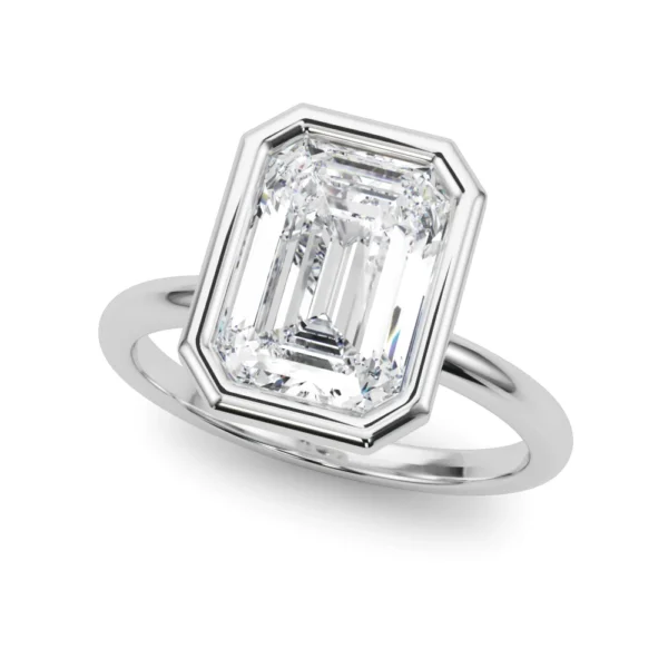 Solitaire Bezel Set Emerald Cut Engagement Ring