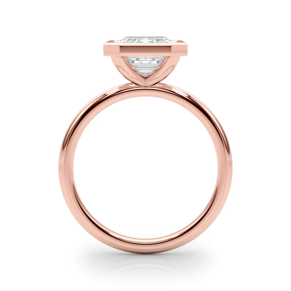 Solitaire Bezel Set Emerald Cut Engagement Ring - Image 11