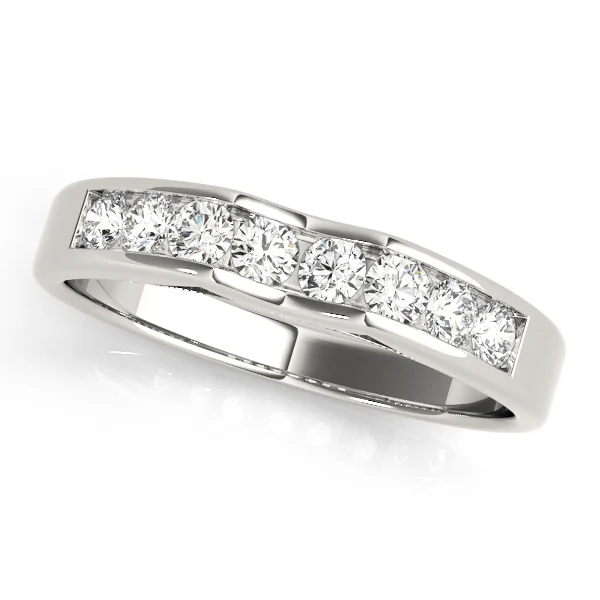 Channel Set Curved Wedding Bands