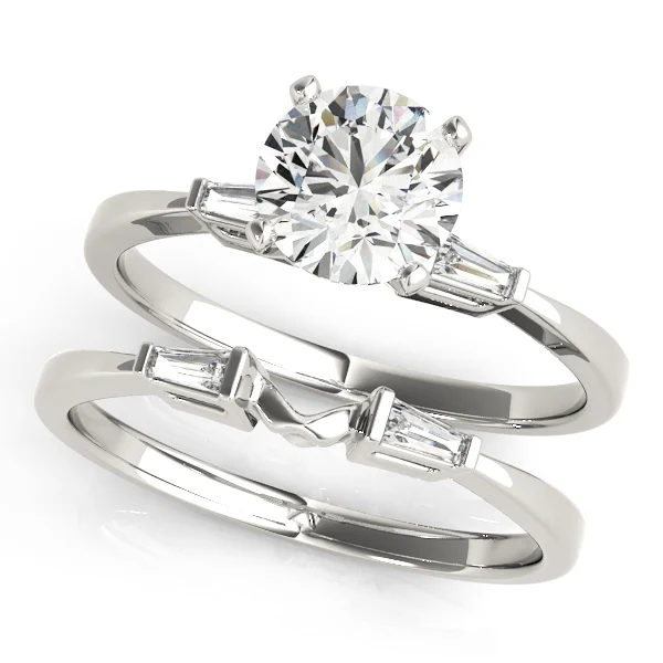 3-Stone Tapered Baguette Peg Head Engagement Ring - Image 3