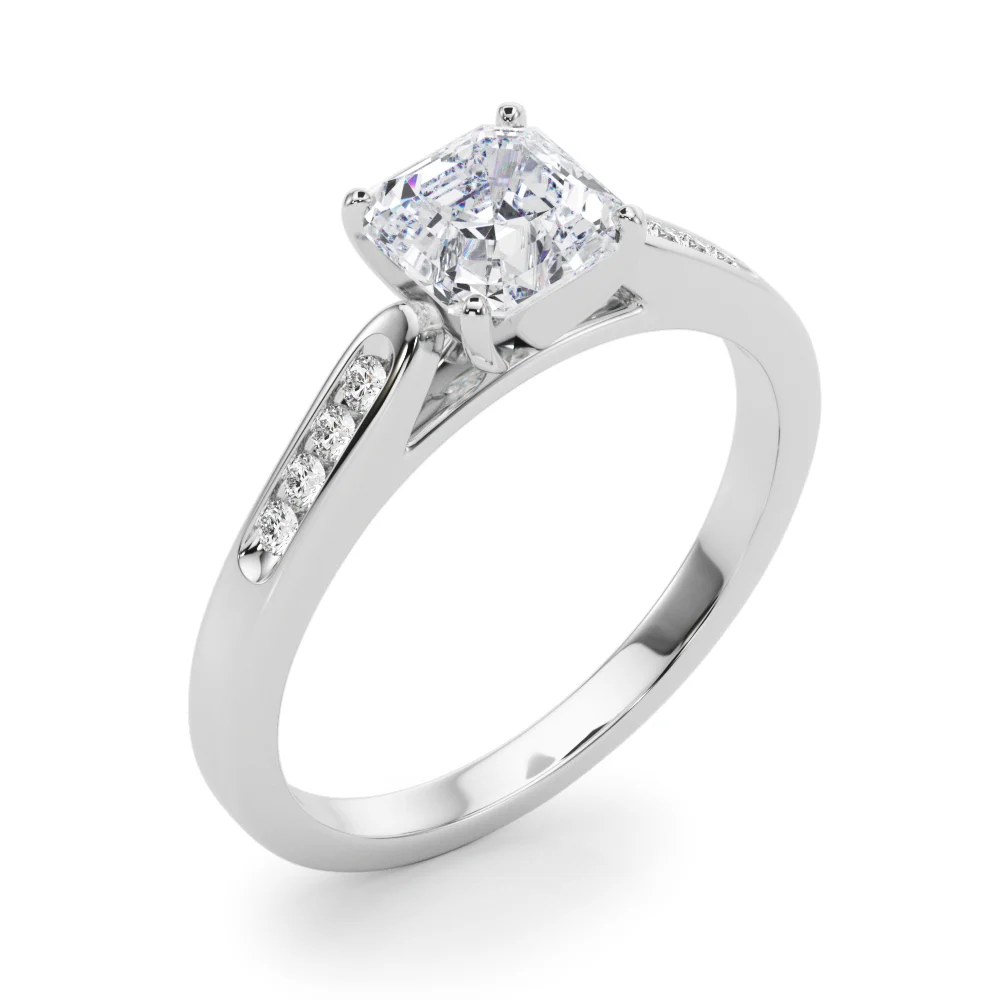 Channel Set Single Row Cathedral Engagement Ring - Image 100