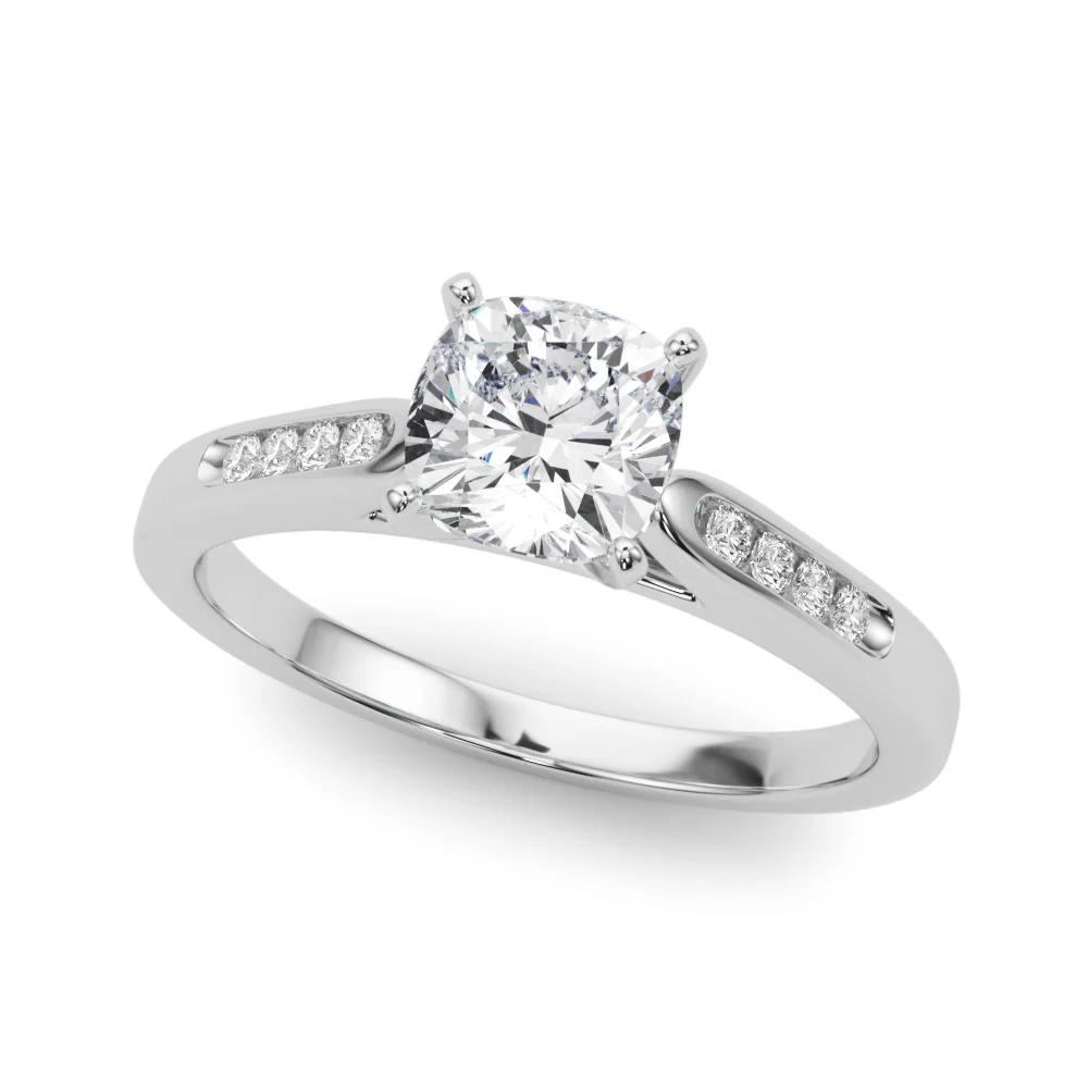 Channel Set Single Row Cathedral Engagement Ring - Image 49