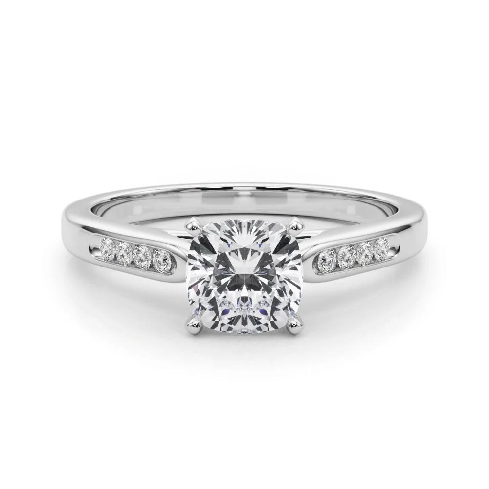 Channel Set Single Row Cathedral Engagement Ring - Image 51
