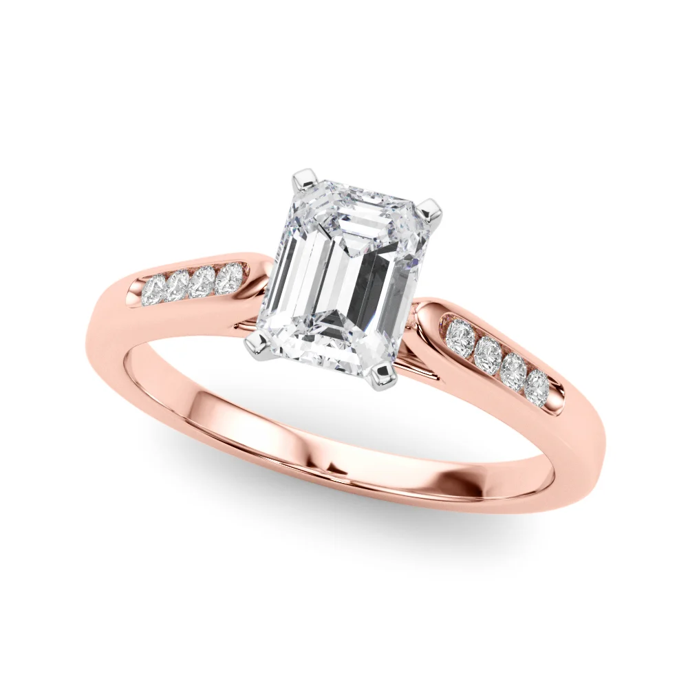 Channel Set Single Row Cathedral Engagement Ring - Image 21