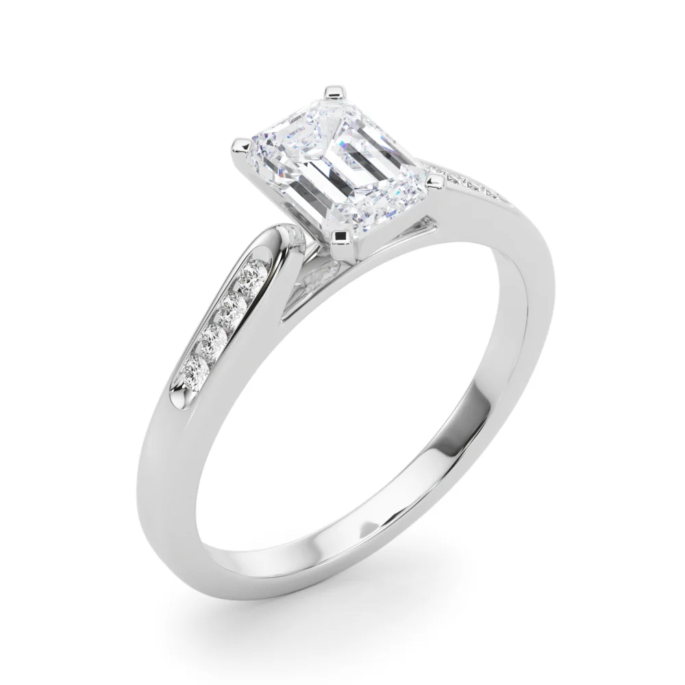 Channel Set Single Row Cathedral Engagement Ring - Image 16