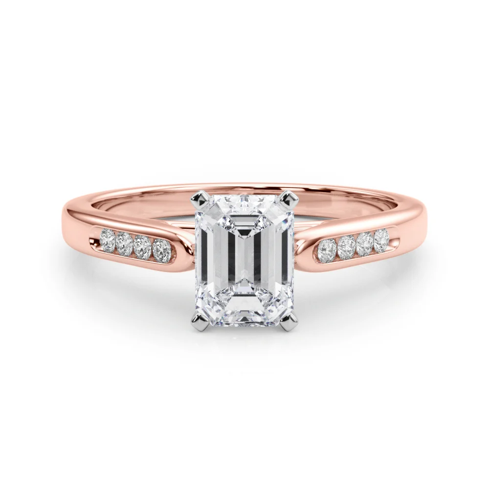 Channel Set Single Row Cathedral Engagement Ring - Image 23