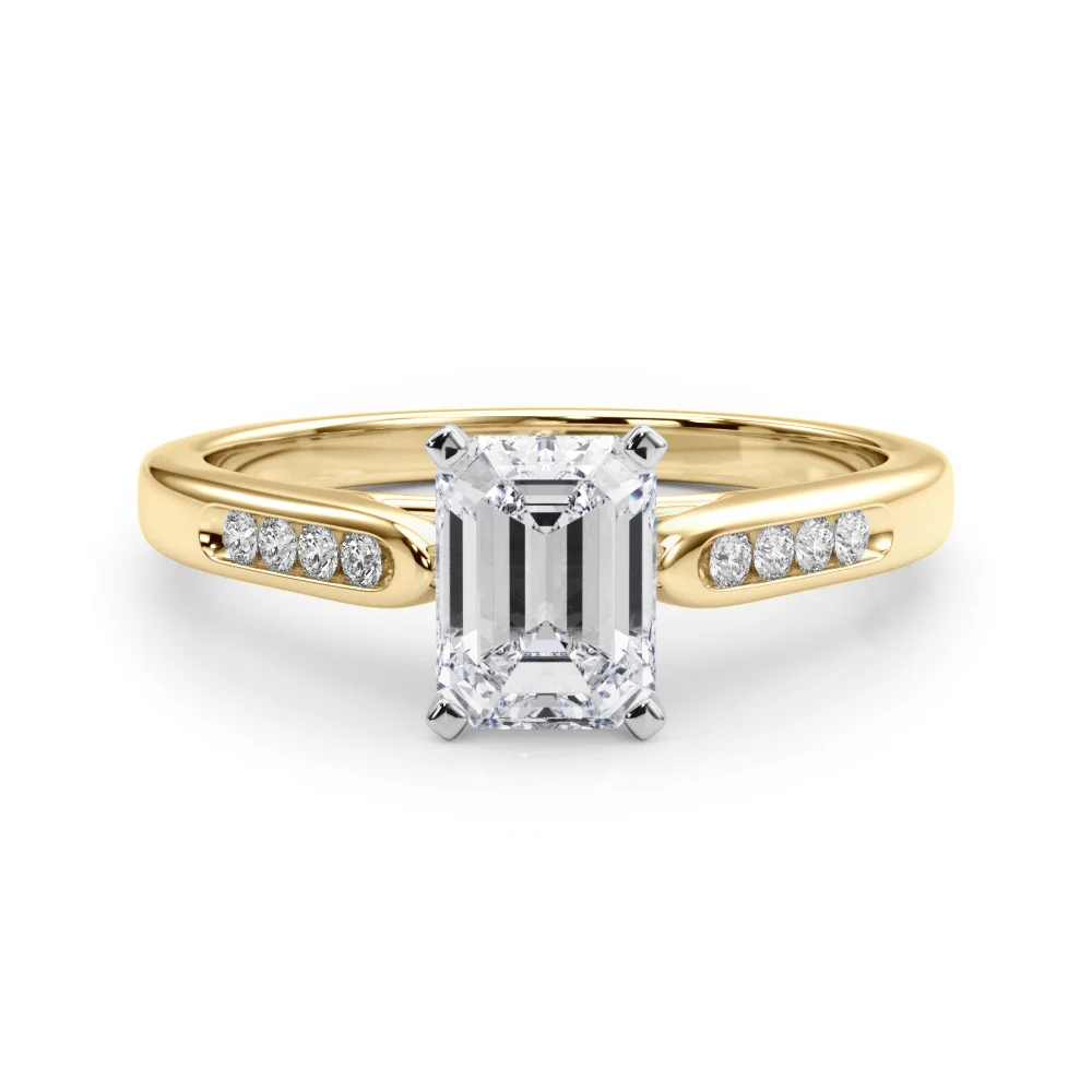 Channel Set Single Row Cathedral Engagement Ring - Image 19