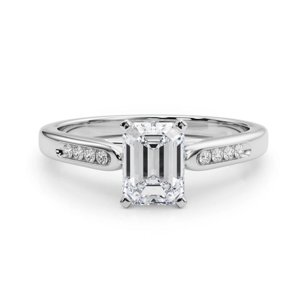 Channel Set Single Row Cathedral Engagement Ring - Image 15
