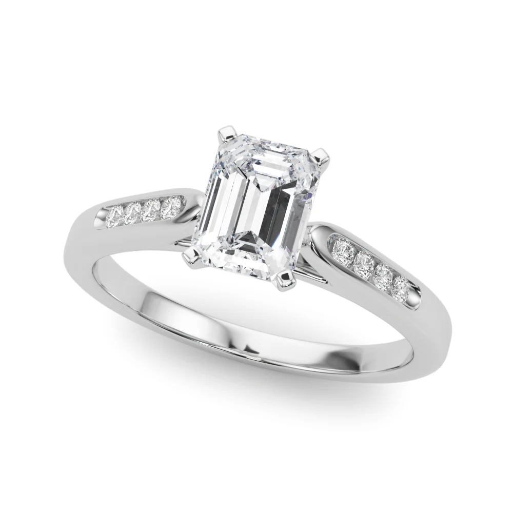 Channel Set Single Row Cathedral Engagement Ring - Image 13