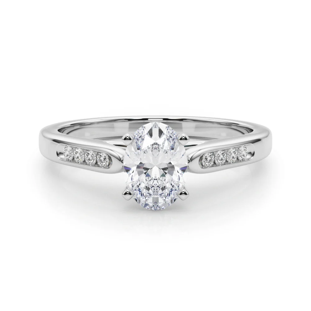Channel Set Single Row Cathedral Engagement Ring - Image 39