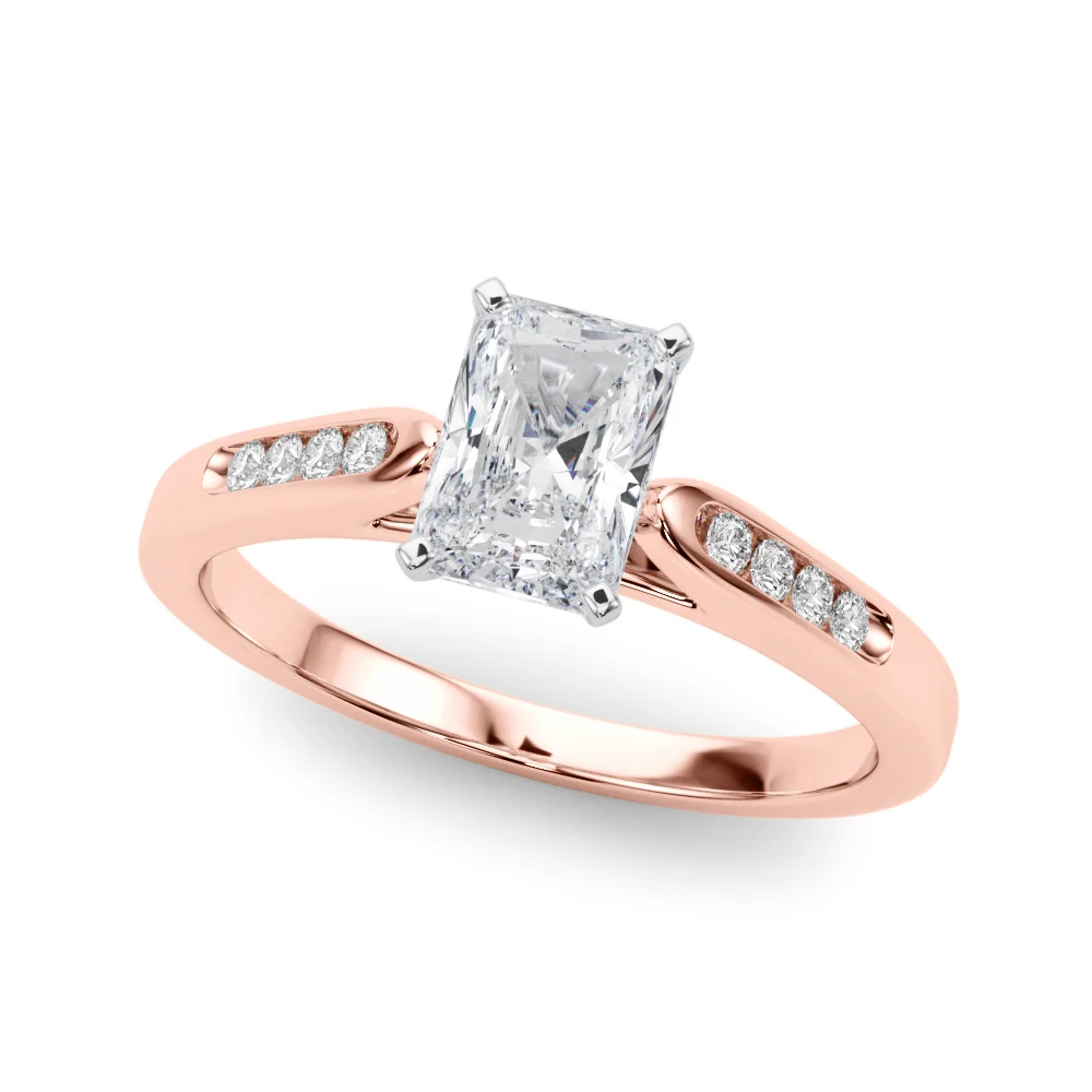 Channel Set Single Row Cathedral Engagement Ring - Image 33