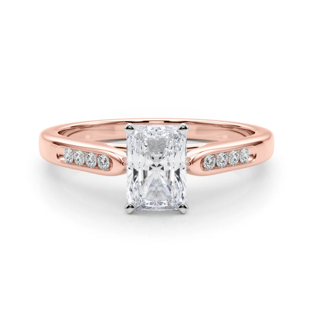 Channel Set Single Row Cathedral Engagement Ring - Image 35