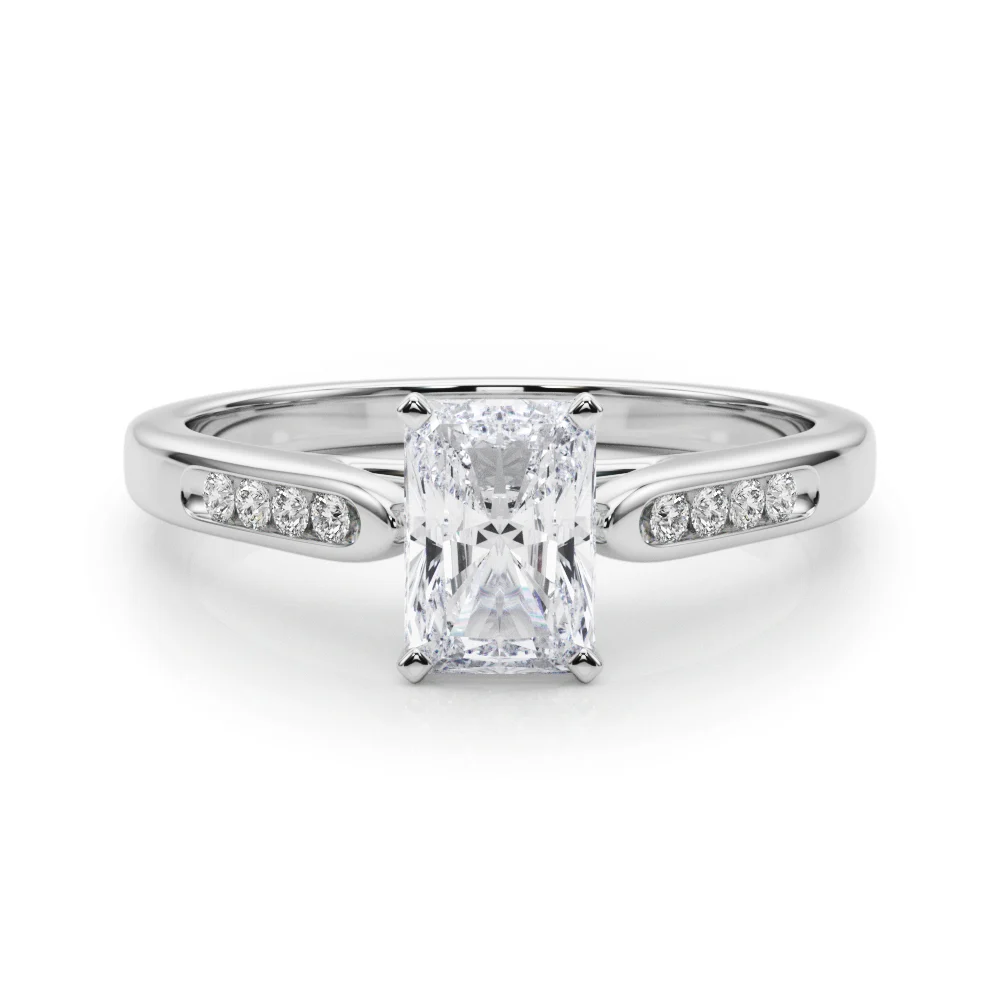 Channel Set Single Row Cathedral Engagement Ring - Image 27