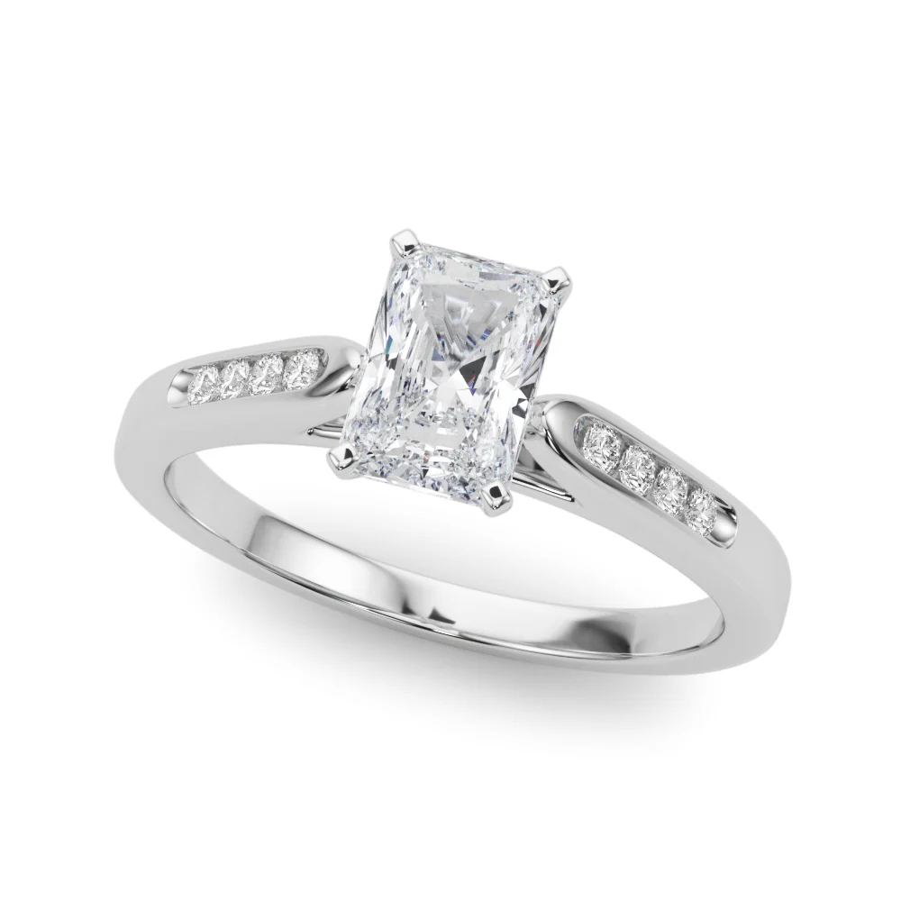 Channel Set Single Row Cathedral Engagement Ring - Image 25