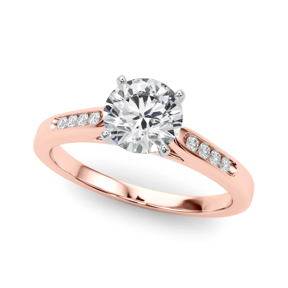 Channel Set Single Row Cathedral Engagement Ring - Image 9