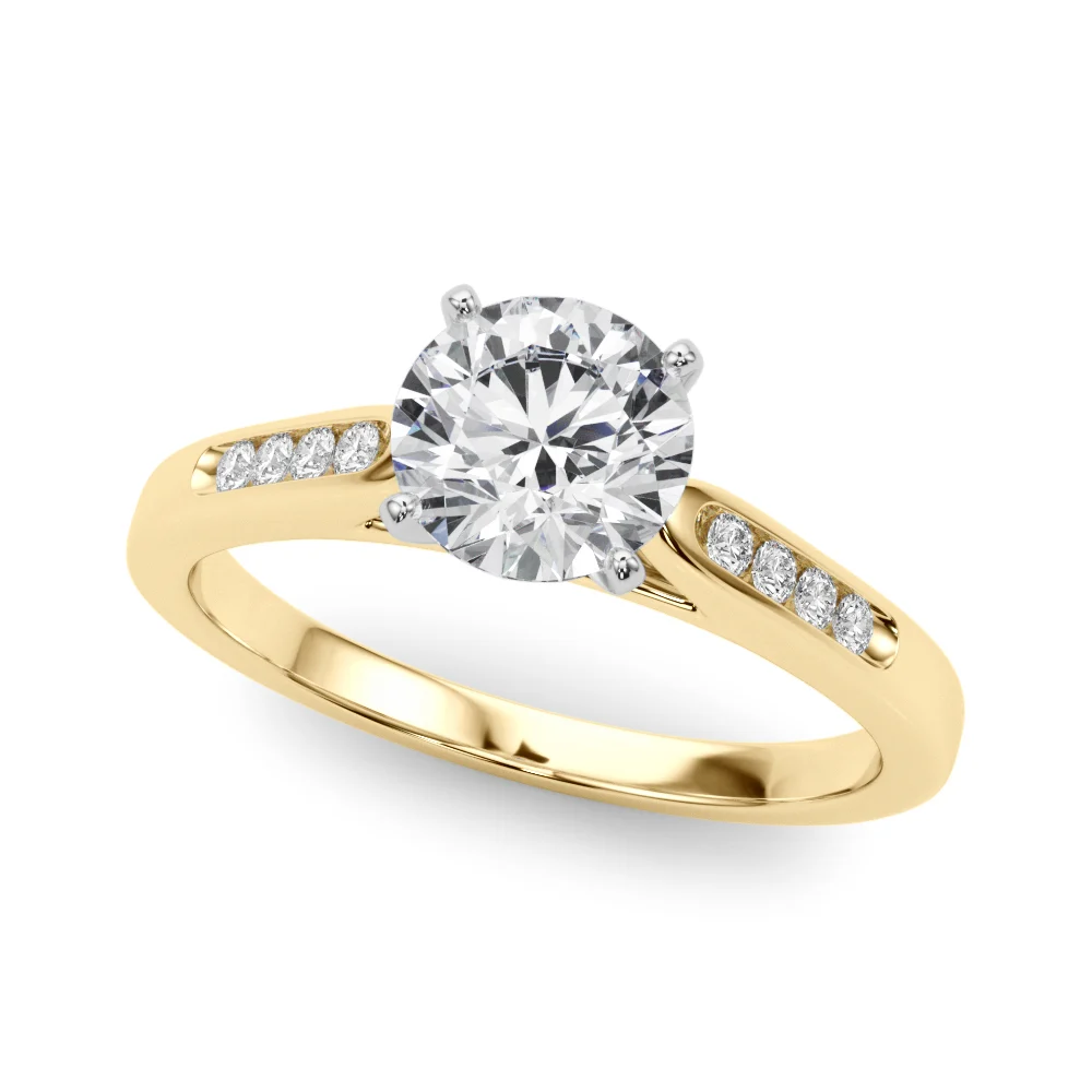 Channel Set Single Row Cathedral Engagement Ring - Image 5