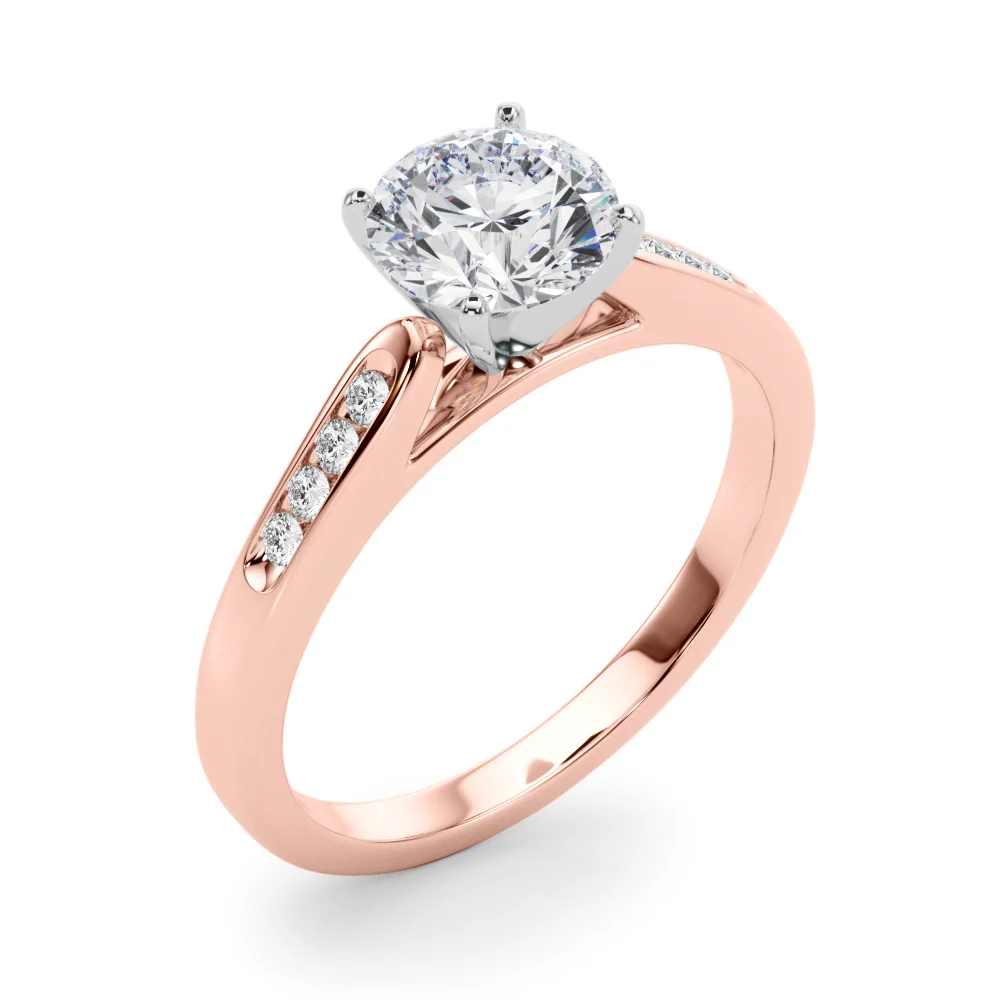 Channel Set Single Row Cathedral Engagement Ring - Image 12