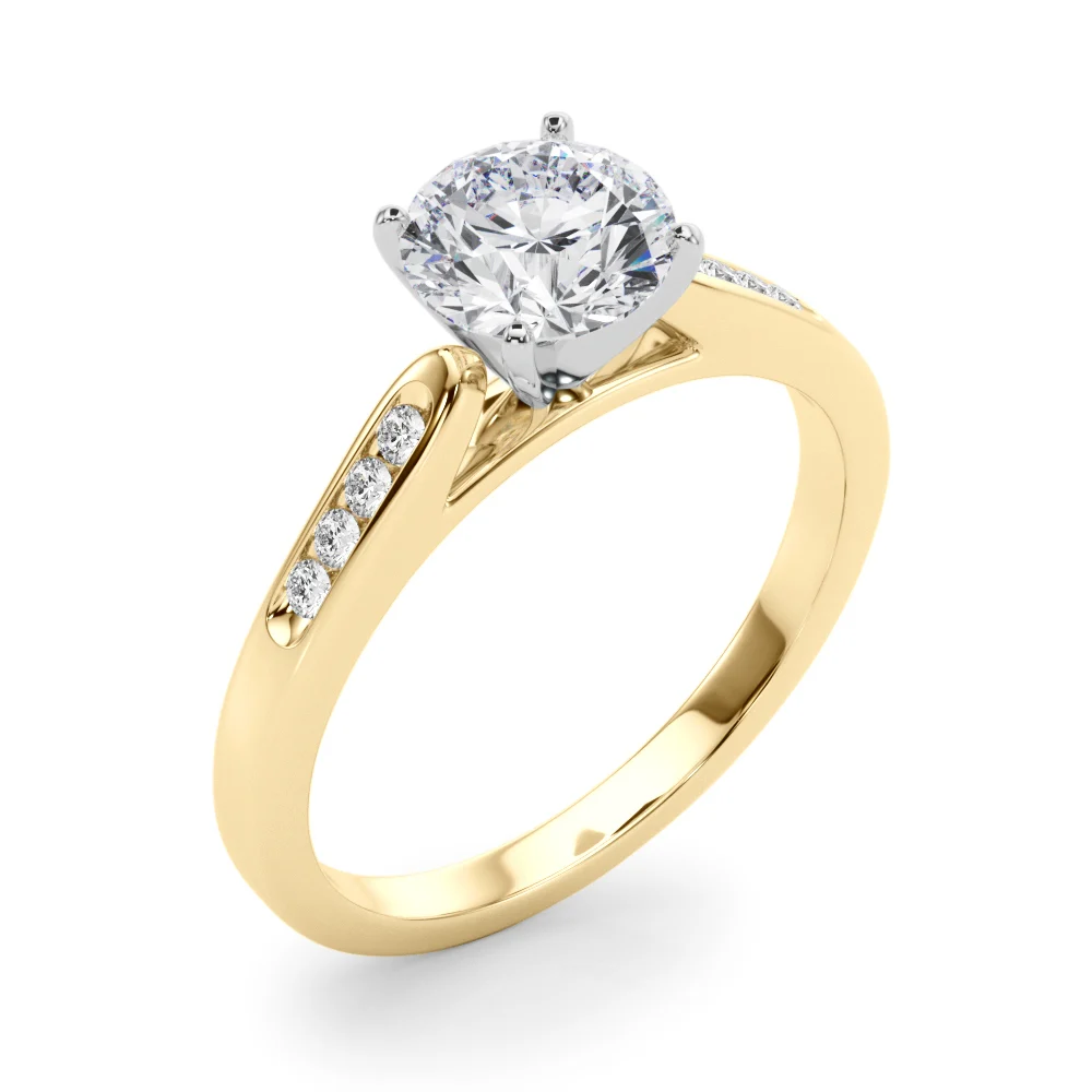Channel Set Single Row Cathedral Engagement Ring - Image 8