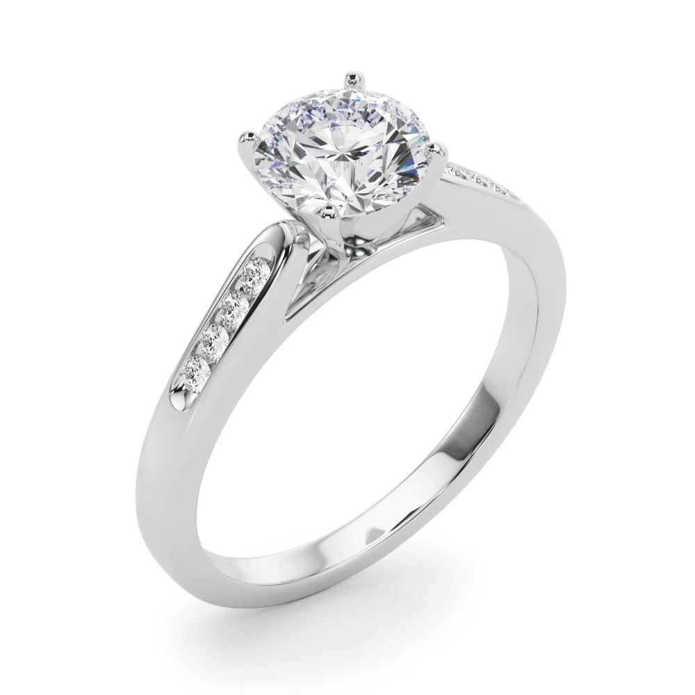 Channel Set Single Row Cathedral Engagement Ring - Image 4