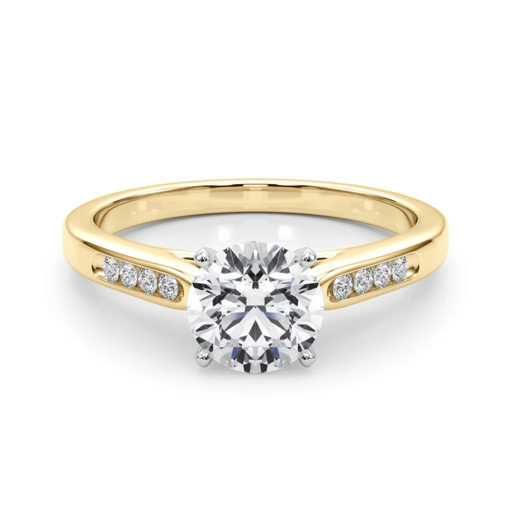 Channel Set Single Row Cathedral Engagement Ring - Image 7