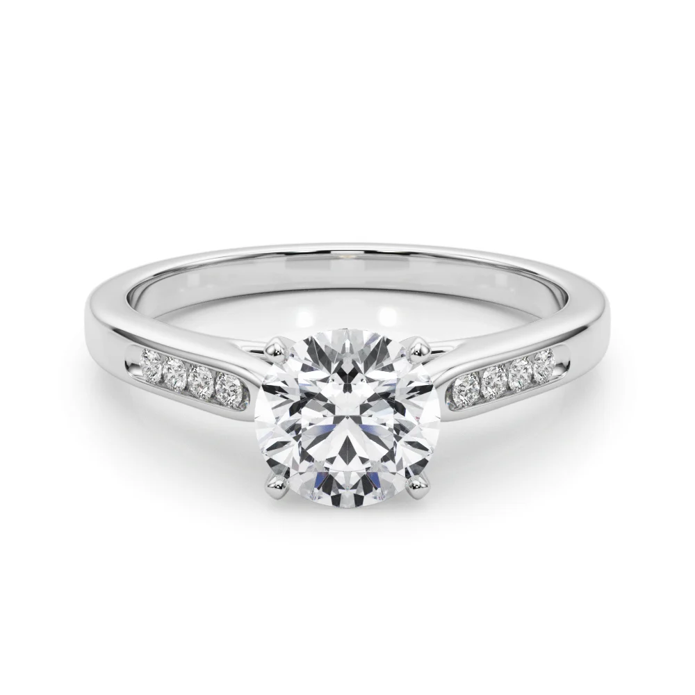Channel Set Single Row Cathedral Engagement Ring - Image 3