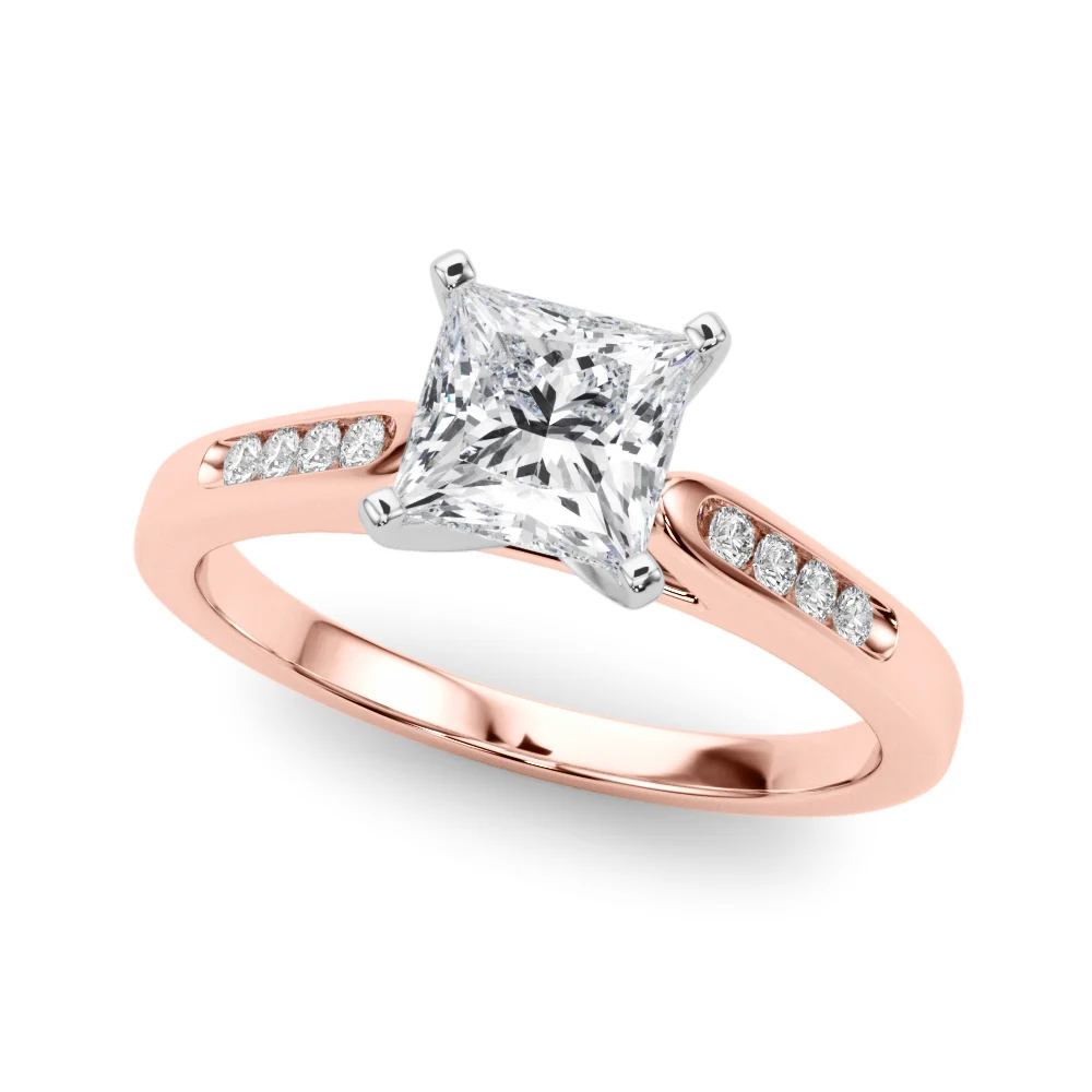 Channel Set Single Row Cathedral Engagement Ring - Image 69