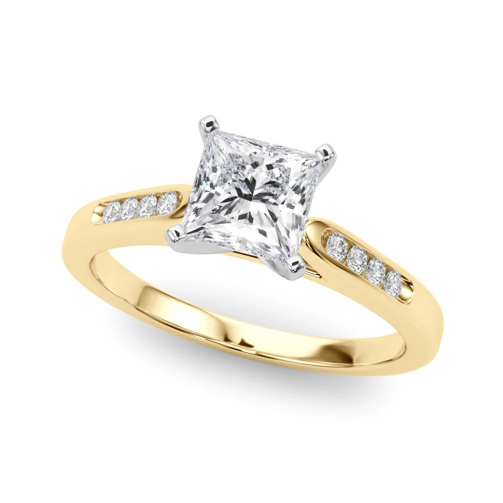 Channel Set Single Row Cathedral Engagement Ring - Image 65