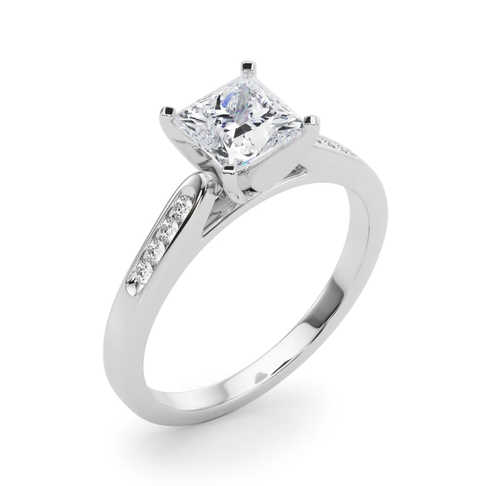 Channel Set Single Row Cathedral Engagement Ring - Image 64