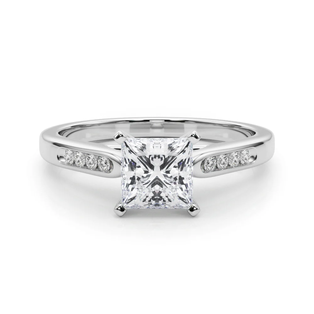Channel Set Single Row Cathedral Engagement Ring - Image 63