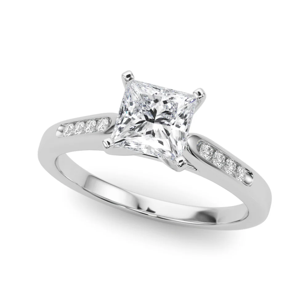 Channel Set Single Row Cathedral Engagement Ring - Image 61