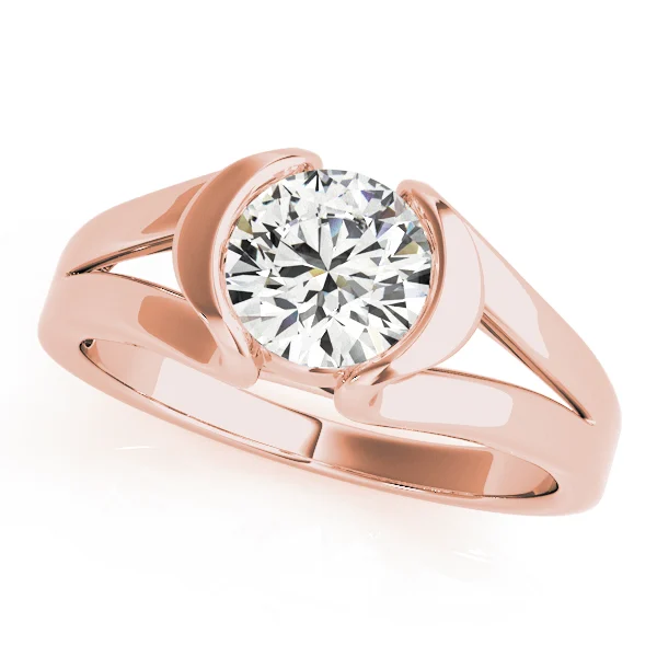 Half Bezel Round Engagement Ring - Image 7