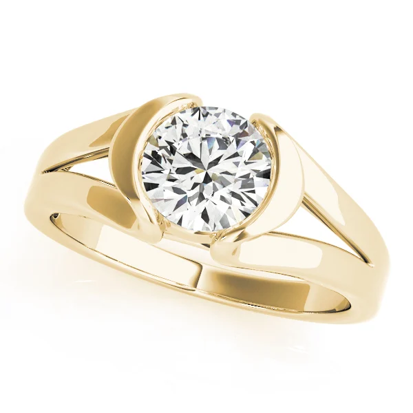 Half Bezel Round Engagement Ring - Image 4
