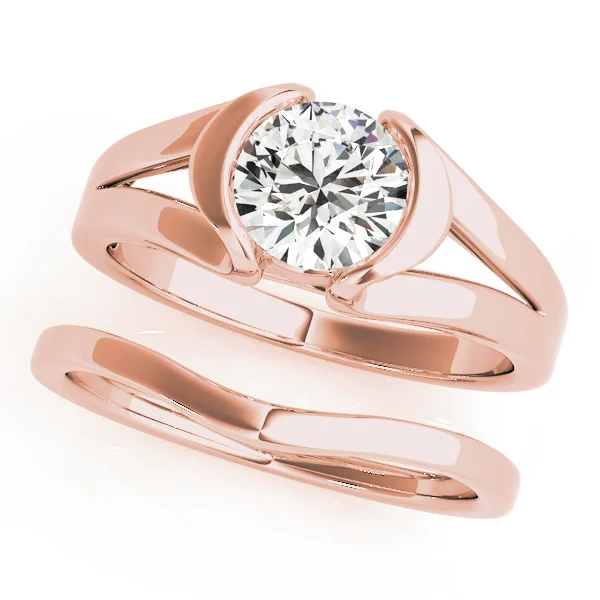 Half Bezel Round Engagement Ring - Image 9
