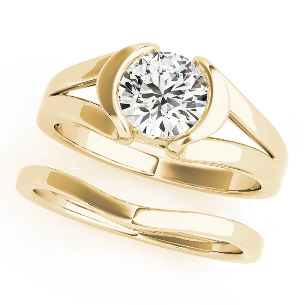 Half Bezel Round Engagement Ring - Image 6