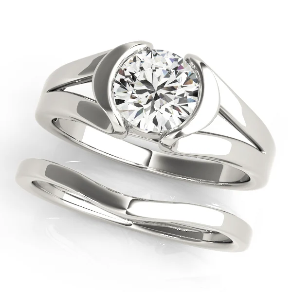 Half Bezel Round Engagement Ring - Image 3