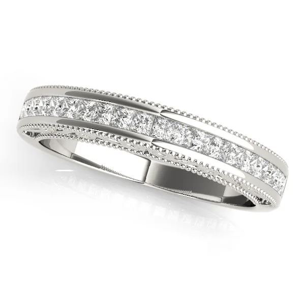 Fancy Shape Princess Cut Milgrain Wedding Band