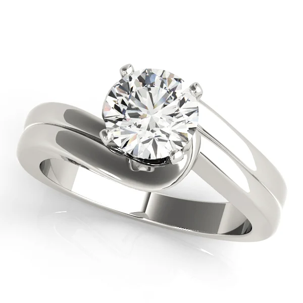 Double Band Swirl Solitaire Engagement Ring