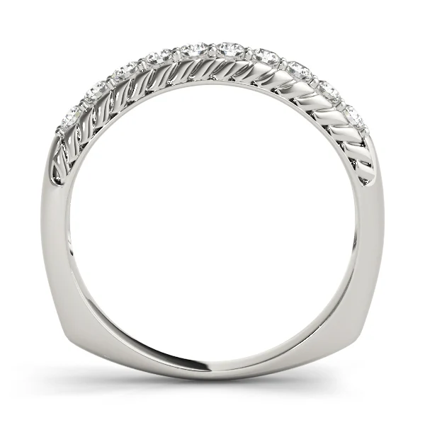 Single Row Prong In Channel Braided Band Wedding Band - Image 2