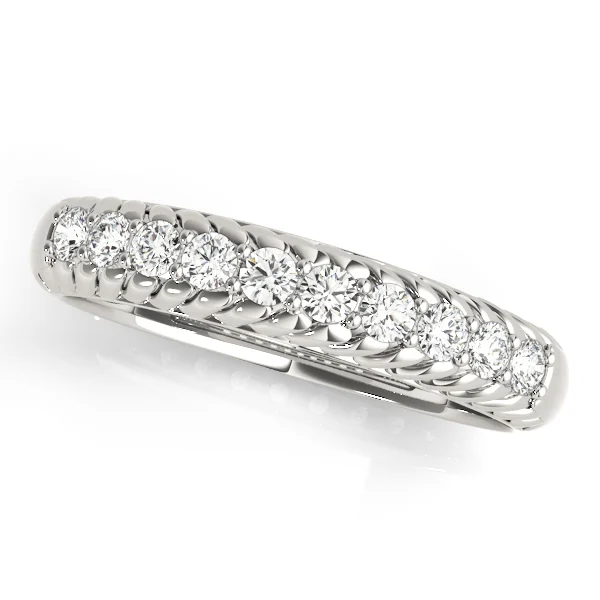 Single Row Prong In Channel Braided Band Wedding Band