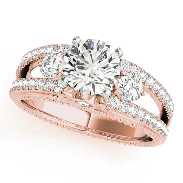 3-Stone Split Shank Vintage Engagement Ring - Image 7