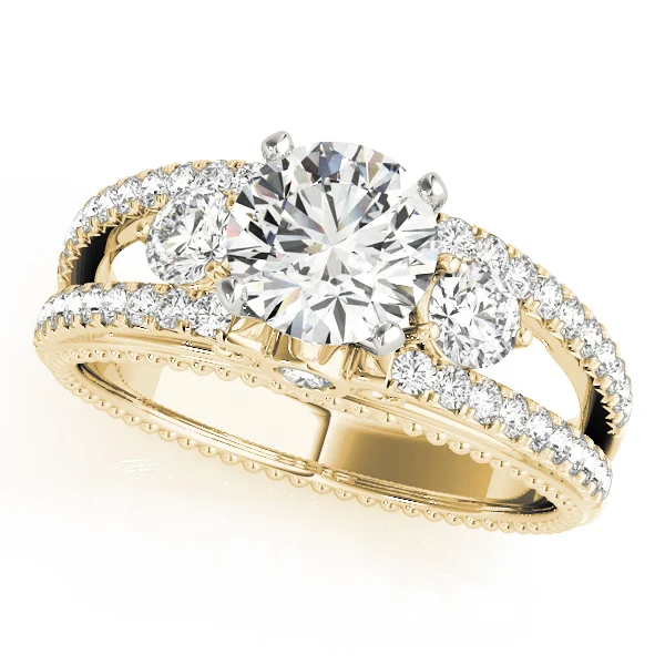 3-Stone Split Shank Vintage Engagement Ring - Image 4